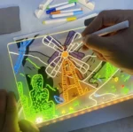 LED Acrylic Message Board with 7 Color Pens (15×15cm)